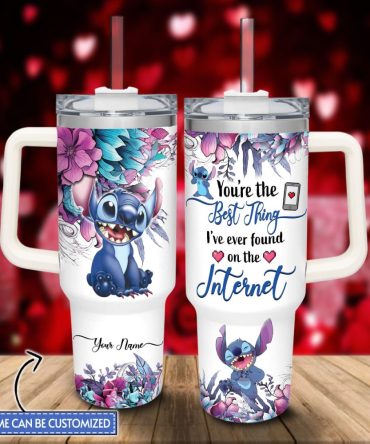 Stitch Cartoon Custom Stanley Quencher 40Oz Stainless Steel Tumbler With Handle
