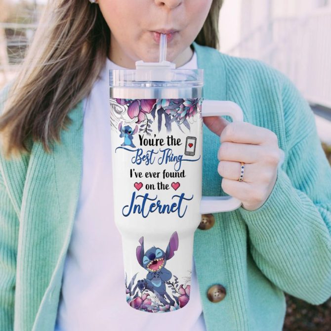 Stitch Cartoon Custom Stanley Quencher 40Oz Stainless Steel Tumbler With Handle - Image 5