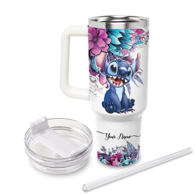 Stitch Cartoon Custom Stanley Quencher 40Oz Stainless Steel Tumbler With Handle - Image 2