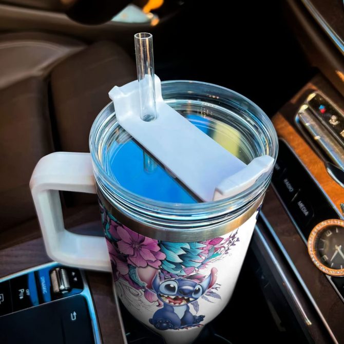 Stitch Cartoon Custom Stanley Quencher 40Oz Stainless Steel Tumbler With Handle - Image 4