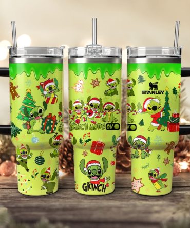 Stitch Cosplay Grinch Cartoon Christmas Custom Stanley Quencher 40Oz Stainless Steel Tumbler With Handle