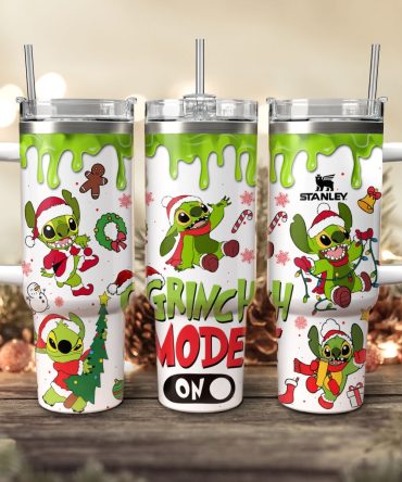 Stitch Cosplay Grinch Cartoon Christmas Custom Stanley Quencher 40Oz Stainless Steel Tumbler With Handle