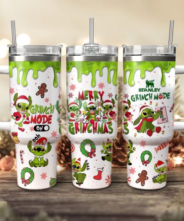 Stitch Cosplay Grinch Cartoon Christmas Custom Stanley Quencher 40Oz Stainless Steel Tumbler With Handle