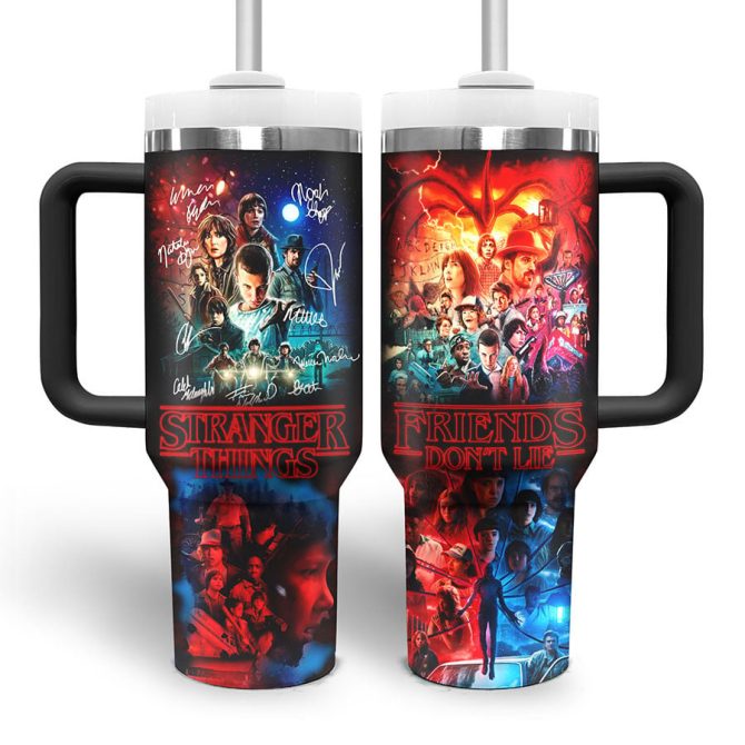 Stranger Things Movies Custom Stanley Quencher 40Oz Stainless Steel Tumbler - Image 2