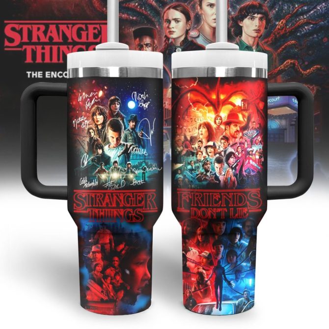 Stranger Things Movies Custom Stanley Quencher 40Oz Stainless Steel Tumbler