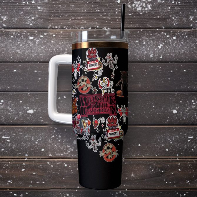 Stranger Things Movies Custom Stanley Quencher 40Oz Stainless Steel Tumbler With Handle - Image 2
