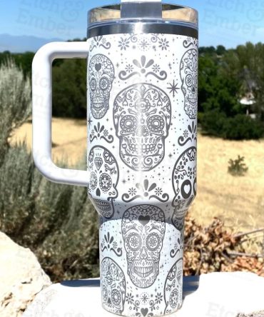 Sugar Skulls Custom Stanley Quencher 40Oz Stainless Steel Tumbler