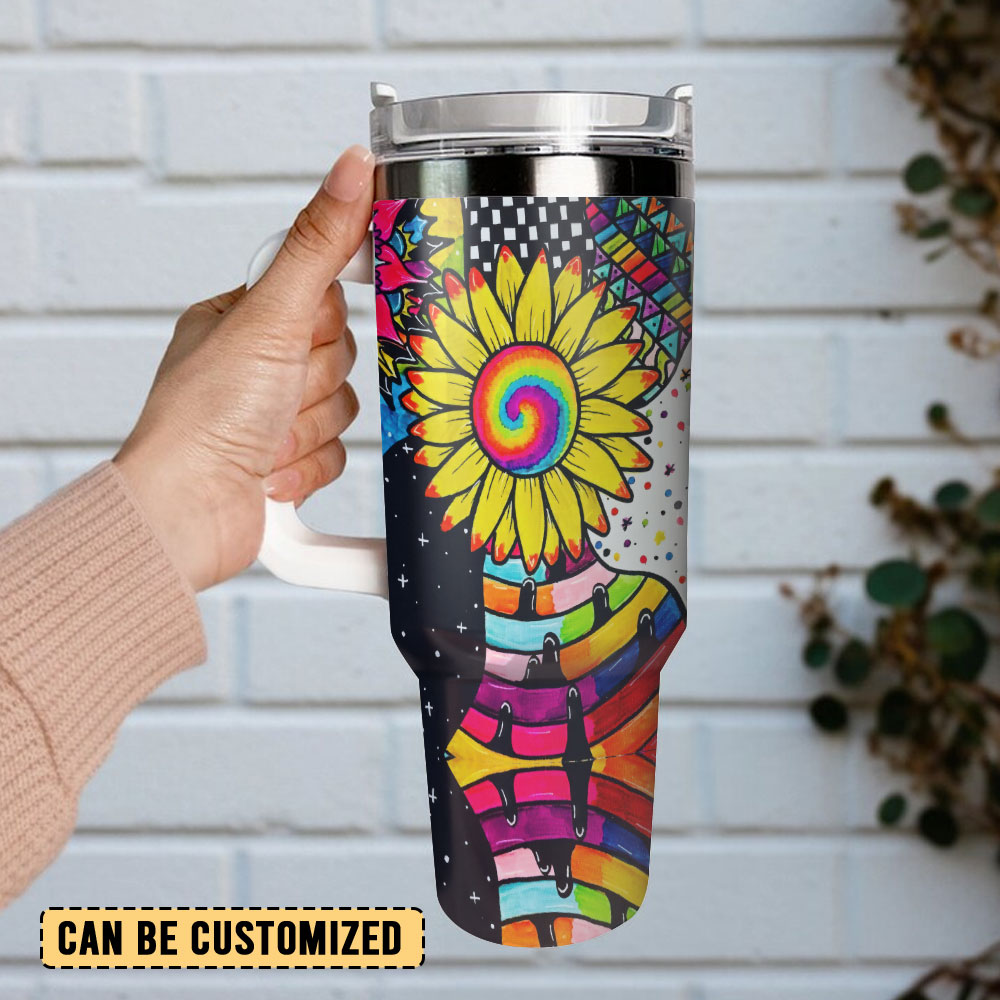 Sunflower Art Custom Stanley Quencher 40Oz Stainless Steel Tumbler With Handle - Image 3
