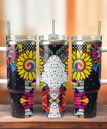 Sunflower Art Custom Stanley Quencher 40Oz Stainless Steel Tumbler With Handle