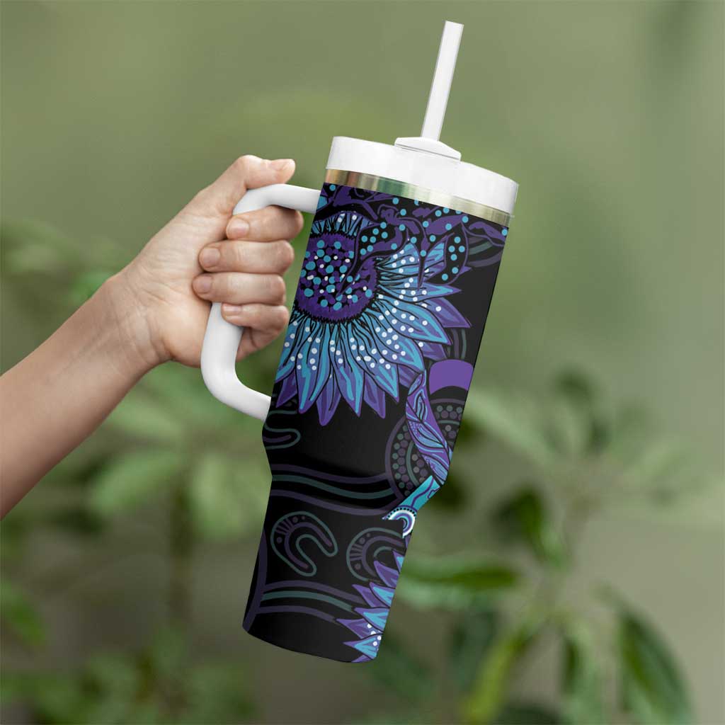 Sunflower Australia Indigenous Custom Stanley Quencher 40Oz Stainless Steel Tumbler - Image 3