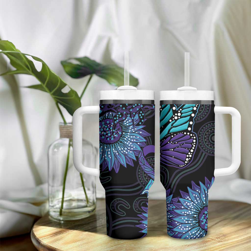 Sunflower Australia Indigenous Custom Stanley Quencher 40Oz Stainless Steel Tumbler - Image 9