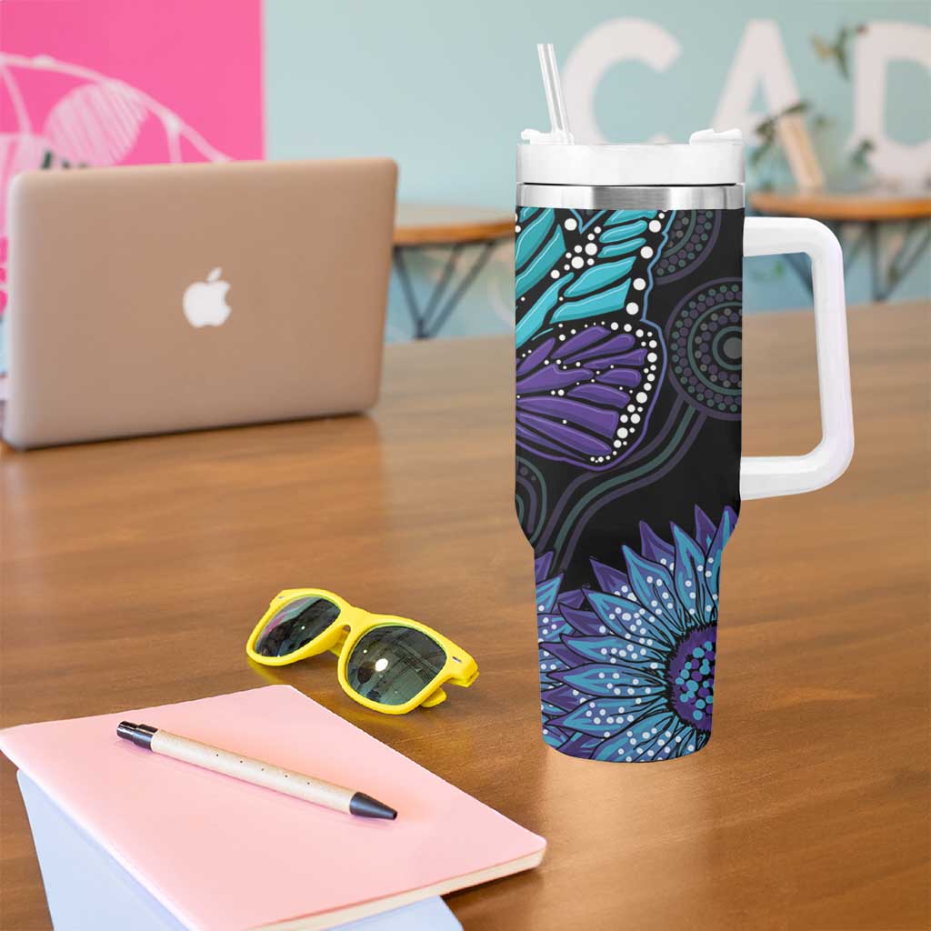 Sunflower Australia Indigenous Custom Stanley Quencher 40Oz Stainless Steel Tumbler - Image 5