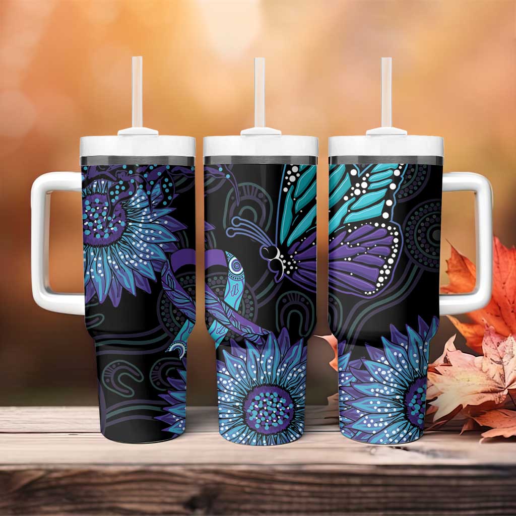 Sunflower Australia Indigenous Custom Stanley Quencher 40Oz Stainless Steel Tumbler - Image 4