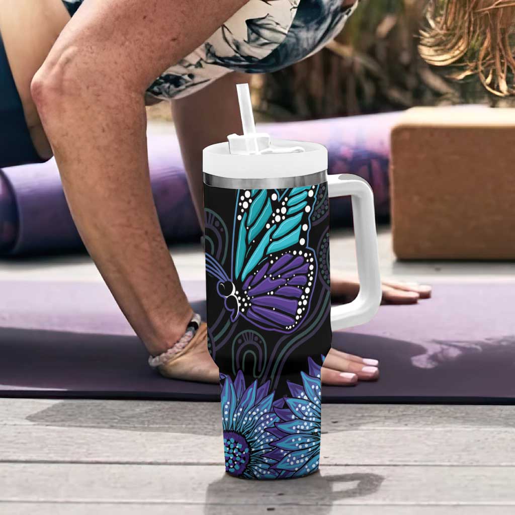 Sunflower Australia Indigenous Custom Stanley Quencher 40Oz Stainless Steel Tumbler - Image 6