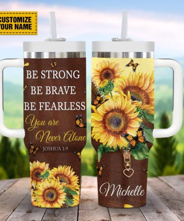 Sunflower Butterfly Faith Custom Stanley Quencher 40Oz Stainless Steel Tumbler With Handle