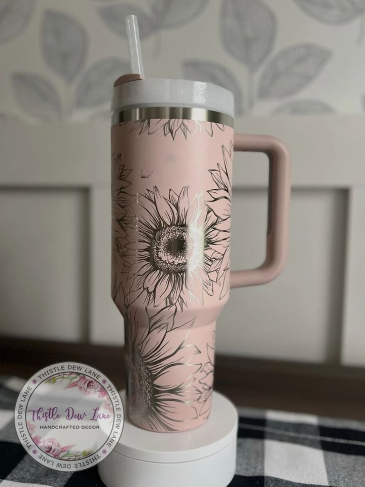 Sunflower Custom Stanley Quencher 40Oz Stainless Steel Tumbler