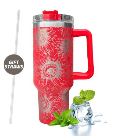 Sunflower Custom Stanley Quencher 40Oz Stainless Steel Tumbler With Handle