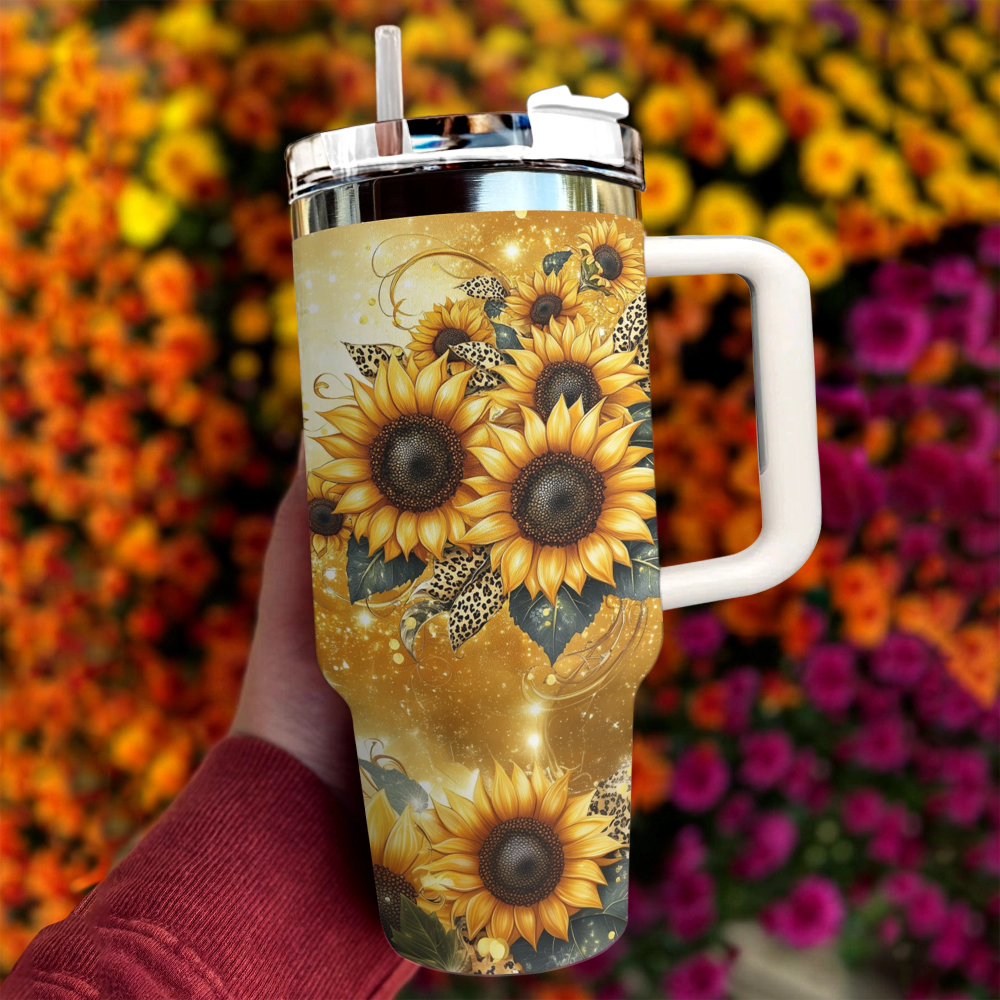 Sunflower Custom Stanley Quencher 40Oz Stainless Steel Tumbler With Handle - Image 4