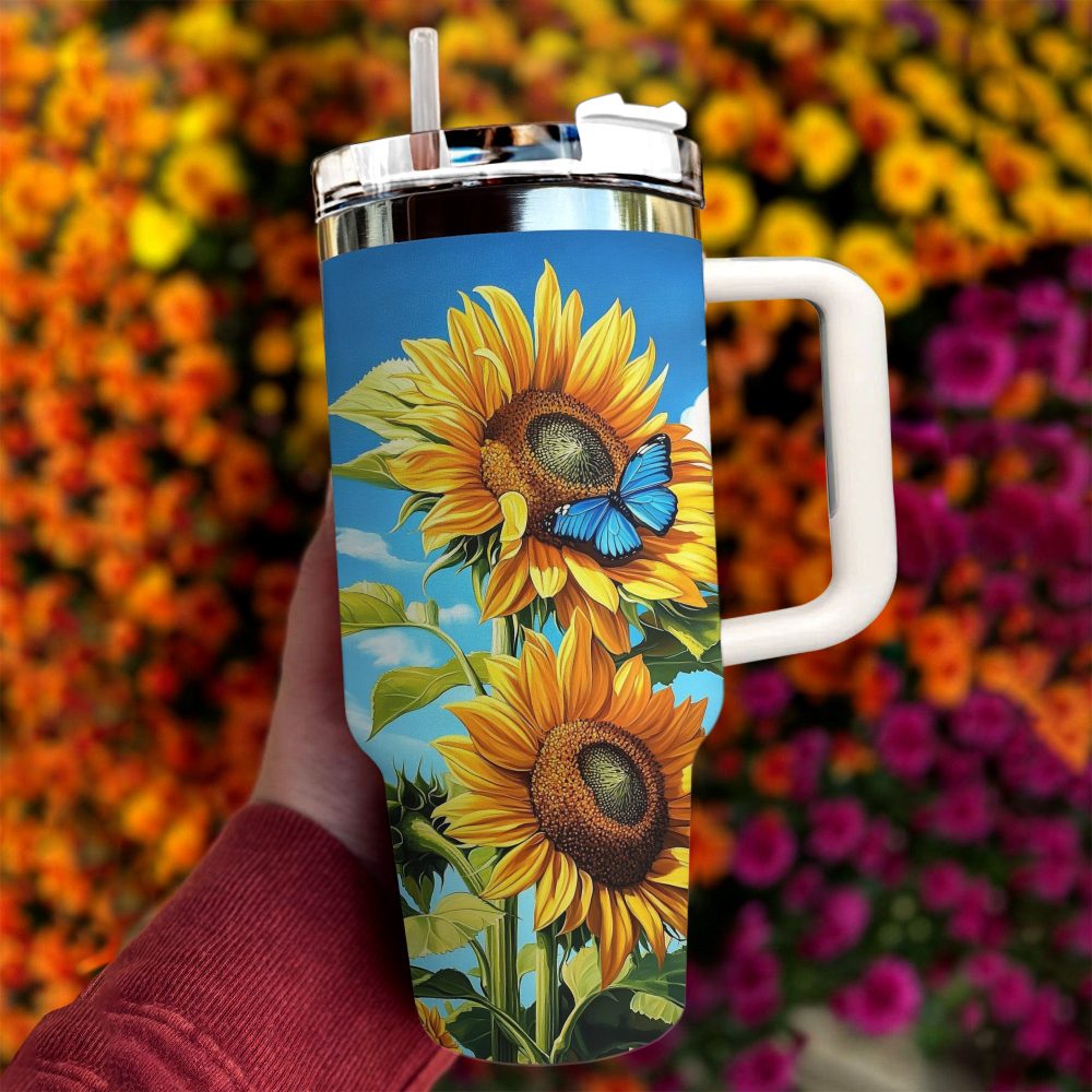 Sunflower Custom Stanley Quencher 40Oz Stainless Steel Tumbler With Handle - Image 4