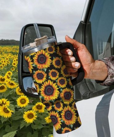 Sunflower Custom Stanley Quencher 40Oz Stainless Steel Tumbler With Handle