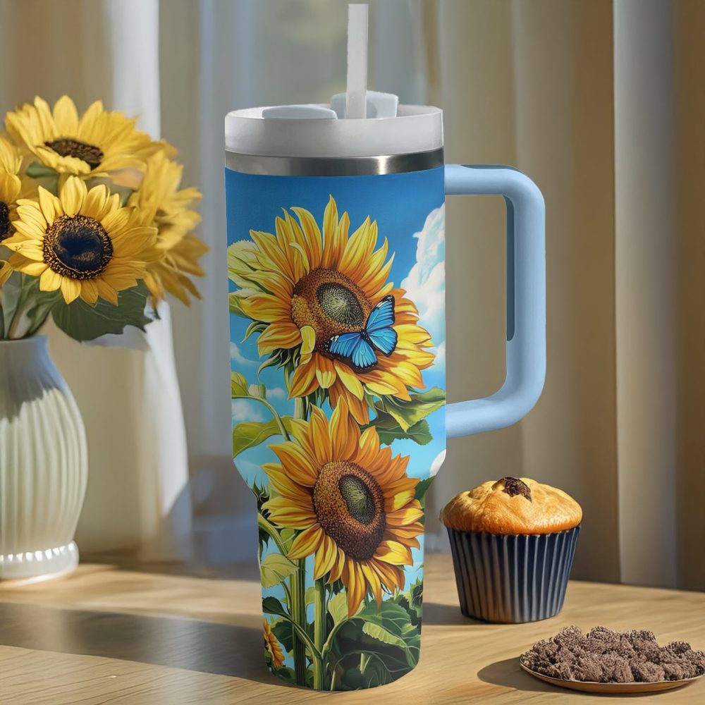 Sunflower Custom Stanley Quencher 40Oz Stainless Steel Tumbler With Handle - Image 2