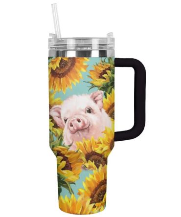 Sunflower Custom Stanley Quencher 40Oz Stainless Steel Tumbler With Handle