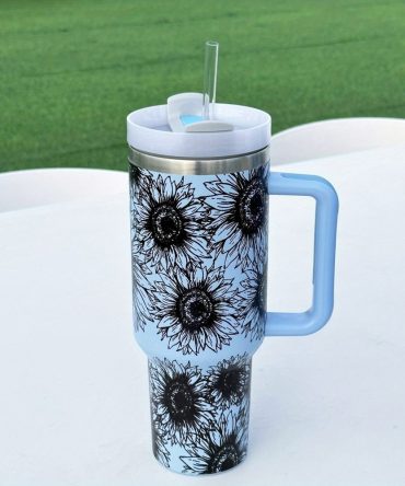 Sunflower Custom Stanley Quencher 40Oz Stainless Steel Tumbler With Handle