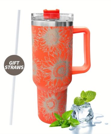 Sunflower Custom Stanley Quencher 40Oz Stainless Steel Tumbler With Handle