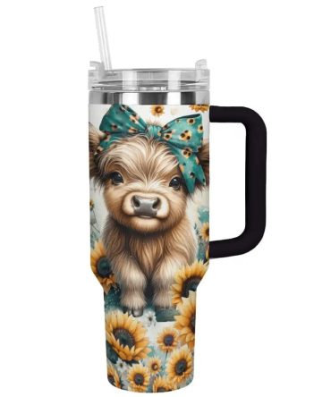 Sunflower Custom Stanley Quencher 40Oz Stainless Steel Tumbler With Handle