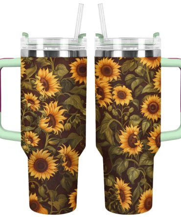 Sunflower Custom Stanley Quencher 40Oz Stainless Steel Tumbler With Handle