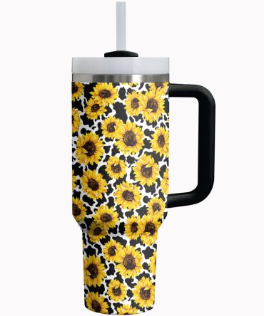Sunflower Custom Stanley Quencher 40Oz Stainless Steel Tumbler With Handle