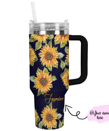 Sunflower Custom Stanley Quencher 40Oz Stainless Steel Tumbler With Handle