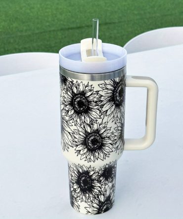 Sunflower Custom Stanley Quencher 40Oz Stainless Steel Tumbler With Handle