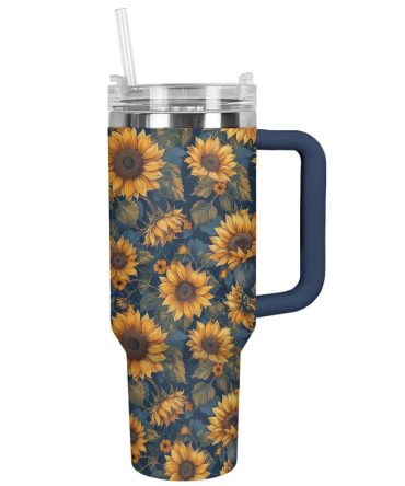 Sunflower Custom Stanley Quencher 40Oz Stainless Steel Tumbler With Handle