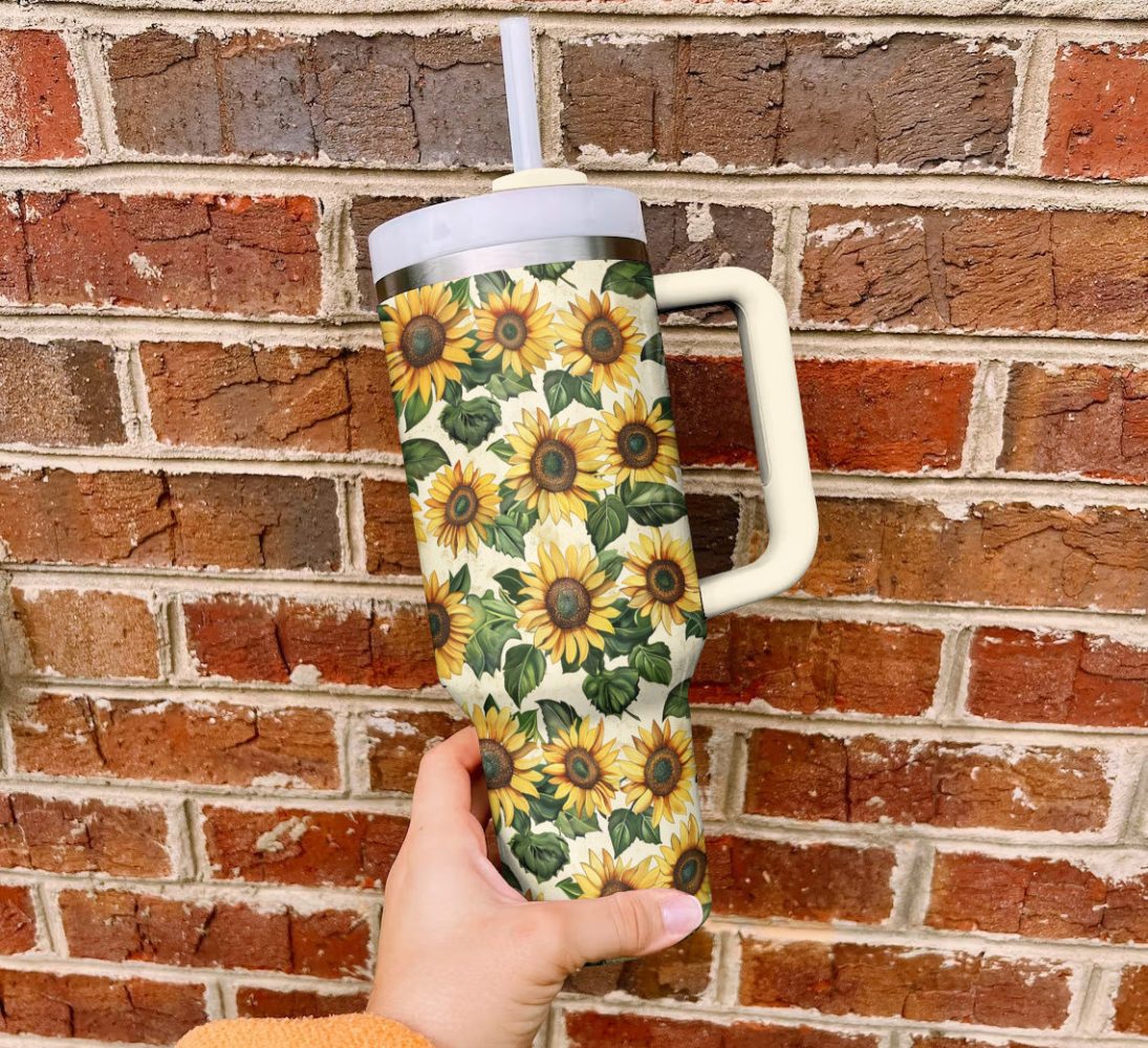 Sunflower Custom Stanley Quencher 40Oz Stainless Steel Tumbler With Handle