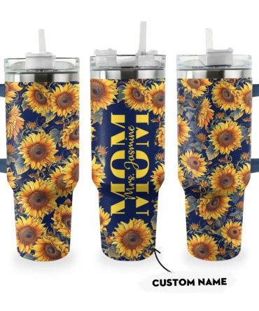 Sunflower Custom Stanley Quencher 40Oz Stainless Steel Tumbler With Handle