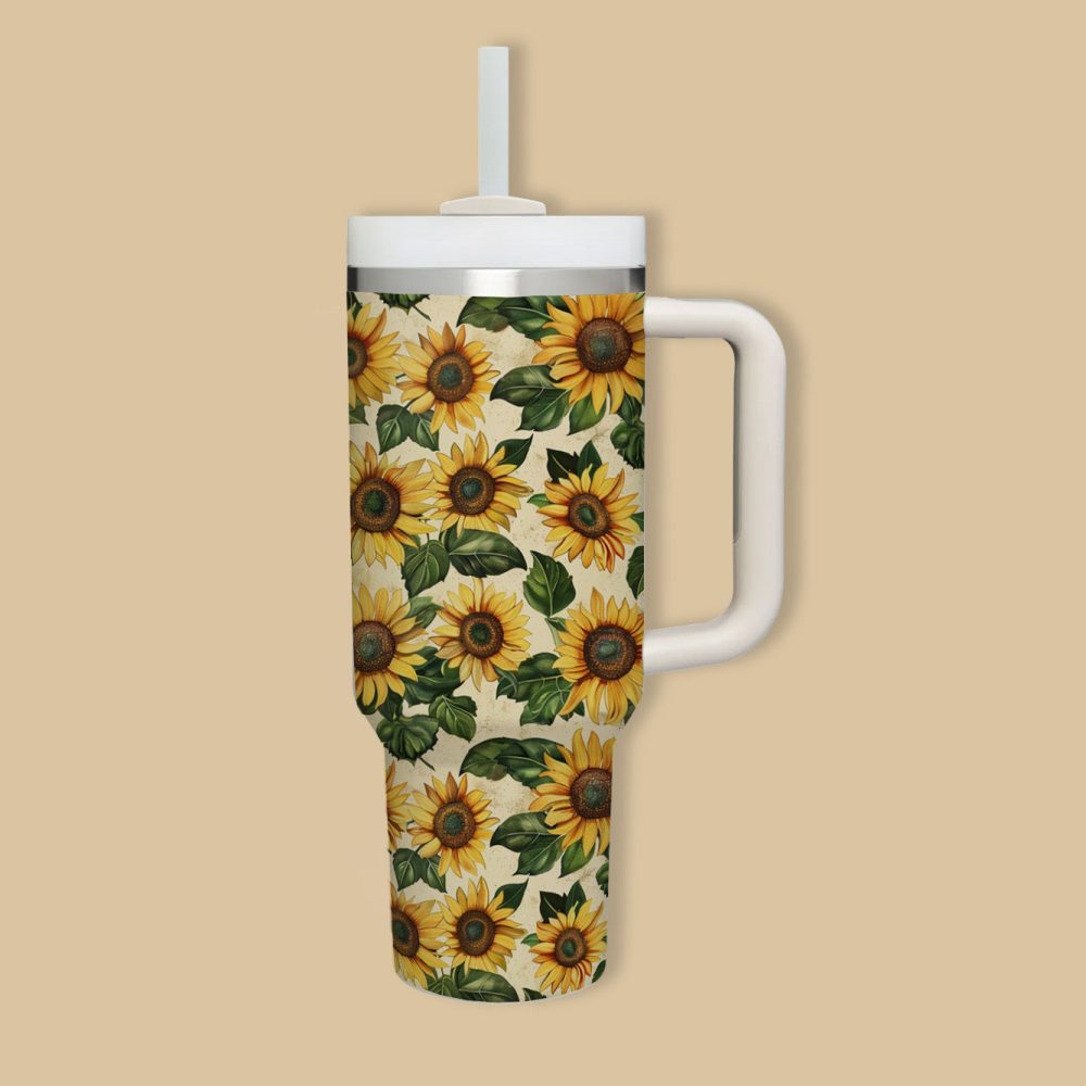 Sunflower Custom Stanley Quencher 40Oz Stainless Steel Tumbler With Handle - Image 2