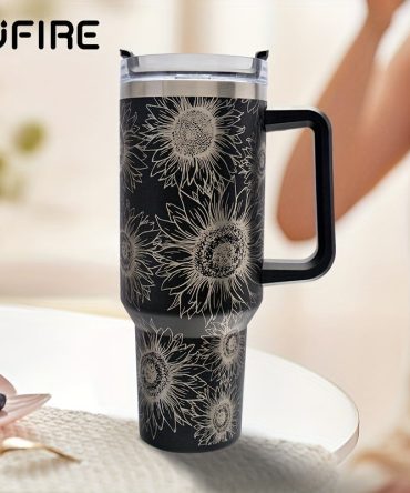 Sunflower Custom Stanley Quencher 40Oz Stainless Steel Tumbler With Handle
