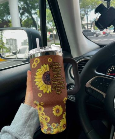 Sunflower Custom Stanley Quencher 40Oz Stainless Steel Tumbler With Handle