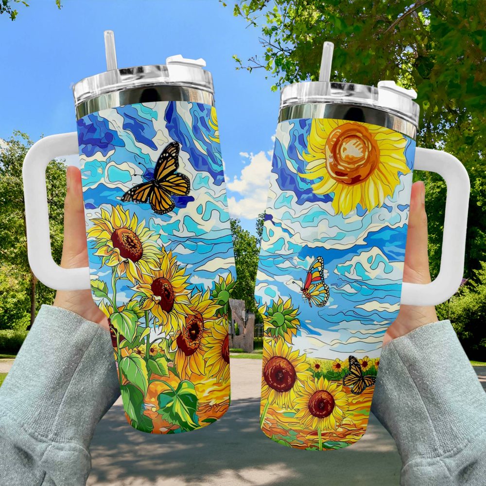 Sunflower Custom Stanley Quencher 40Oz Stainless Steel Tumbler With Handle - Image 2