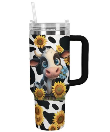 Sunflower Custom Stanley Quencher 40Oz Stainless Steel Tumbler With Handle