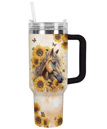 Sunflower Custom Stanley Quencher 40Oz Stainless Steel Tumbler With Handle