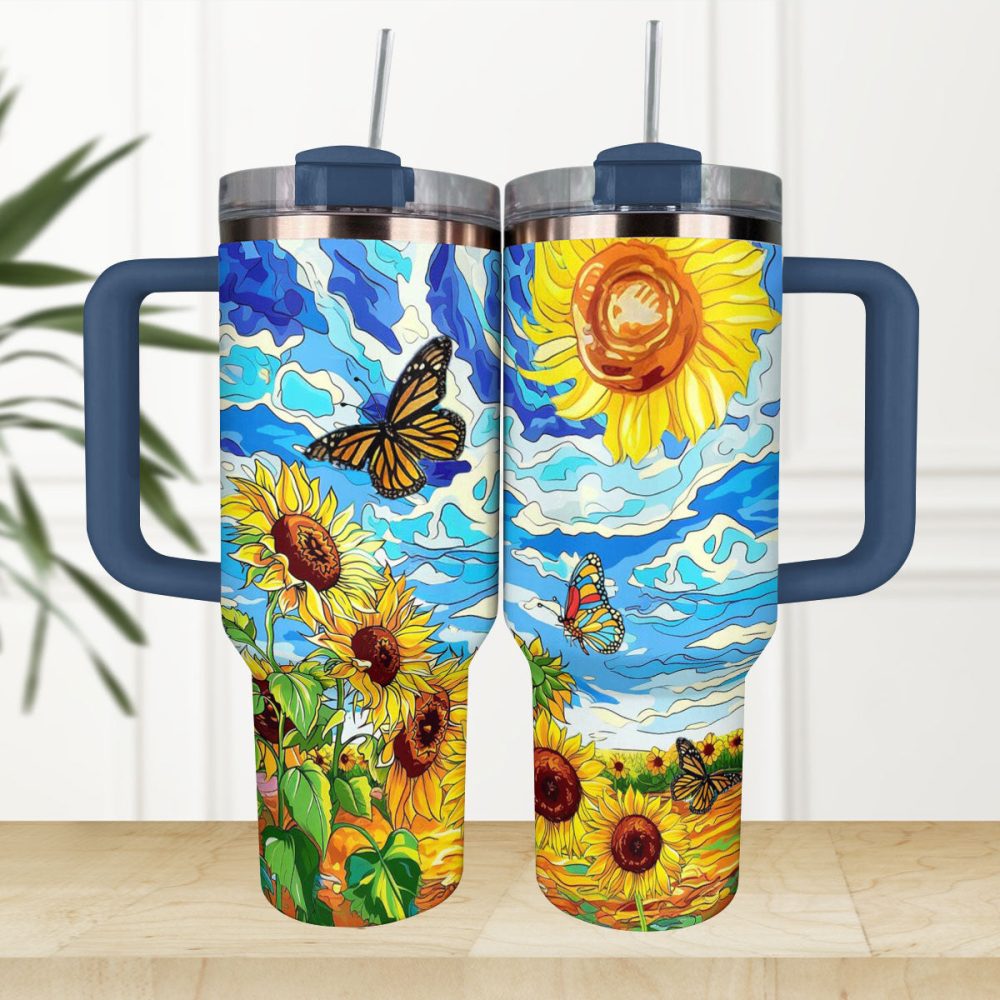 Sunflower Custom Stanley Quencher 40Oz Stainless Steel Tumbler With Handle - Image 4