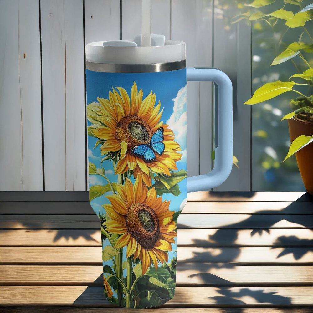 Sunflower Custom Stanley Quencher 40Oz Stainless Steel Tumbler With Handle - Image 3