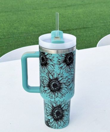 Sunflower Custom Stanley Quencher 40Oz Stainless Steel Tumbler With Handle