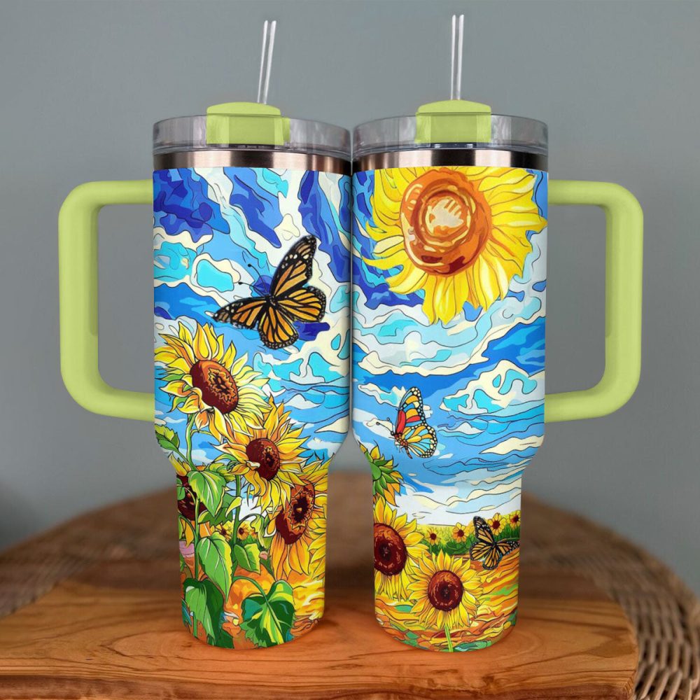 Sunflower Custom Stanley Quencher 40Oz Stainless Steel Tumbler With Handle - Image 3
