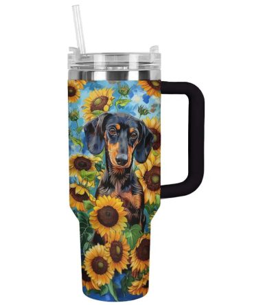 Sunflower Custom Stanley Quencher 40Oz Stainless Steel Tumbler With Handle