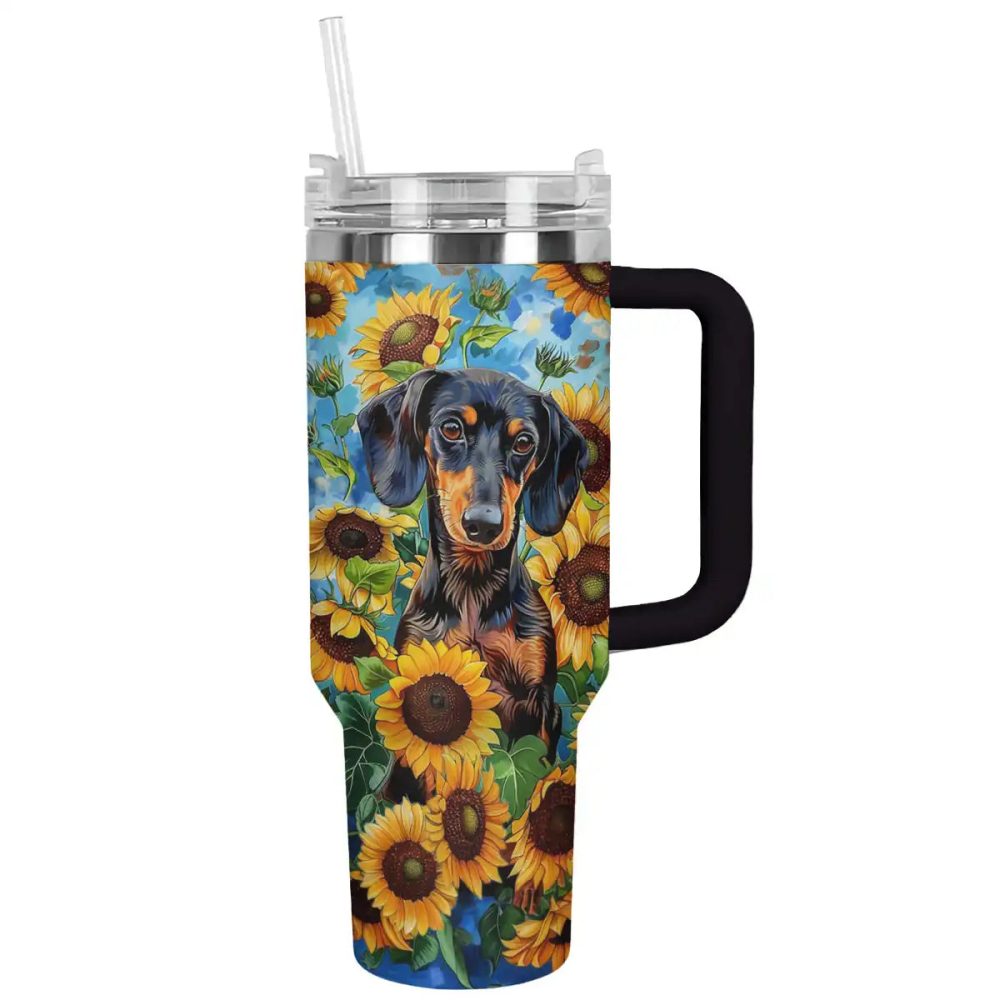 Sunflower Custom Stanley Quencher 40Oz Stainless Steel Tumbler With Handle