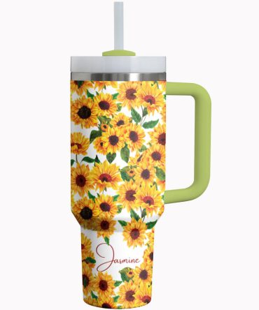 Sunflower Custom Stanley Quencher 40Oz Stainless Steel Tumbler With Handle