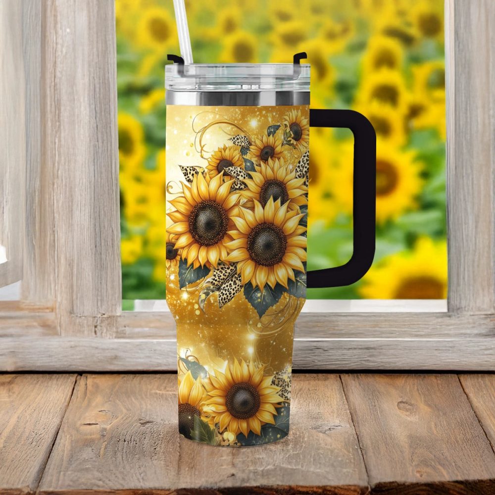Sunflower Custom Stanley Quencher 40Oz Stainless Steel Tumbler With Handle - Image 2